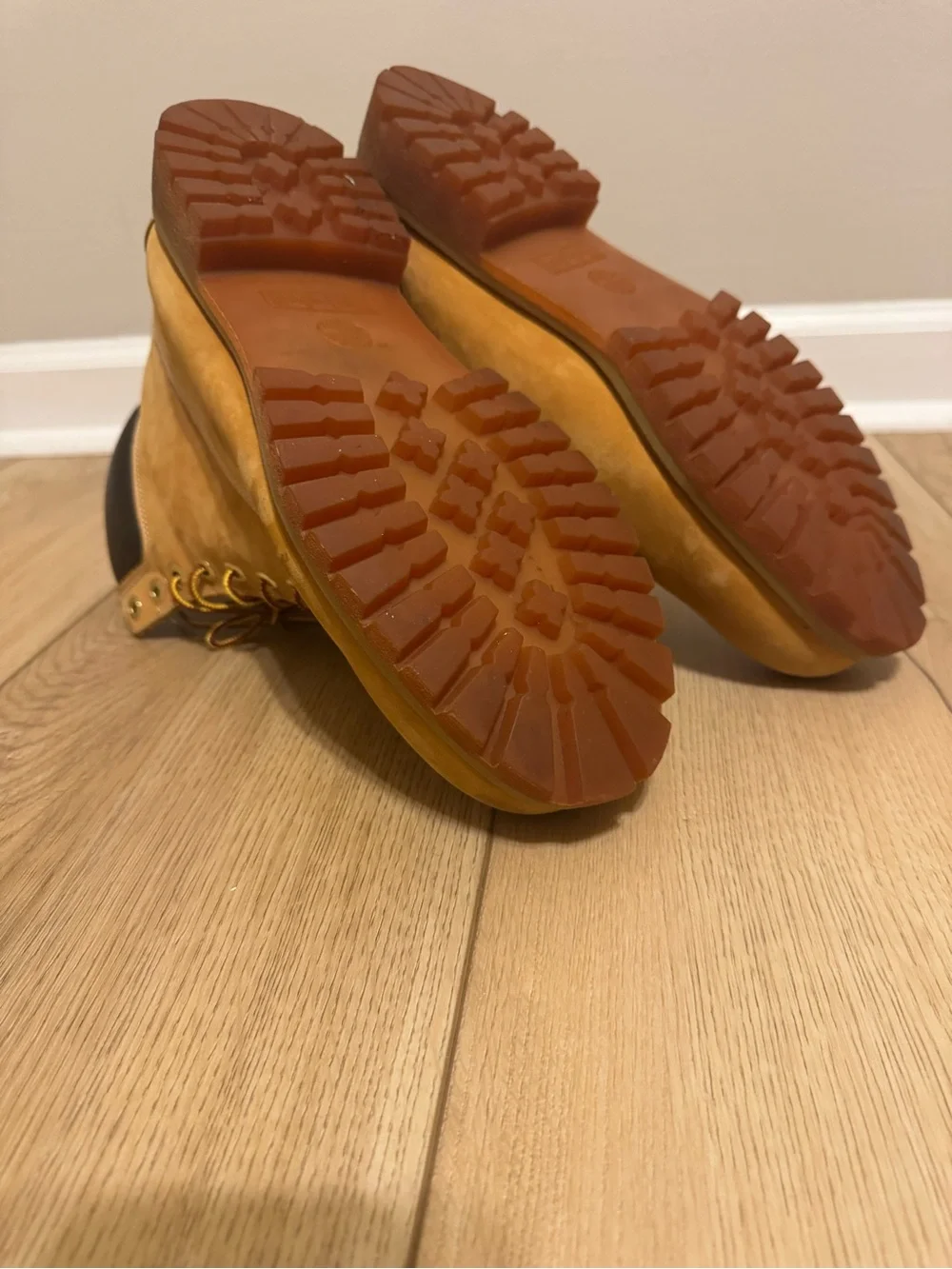 Timberland Wheat Nubuck Work Boot with Dark Brown Collar